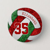Mädchen benennen rotes grünes Volleyballteam Button (Vorderseite)