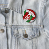 Mädchen benennen rotes grünes Volleyballteam Button (Beispiel)