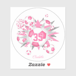 Mädchen benennen sich auf rosa weißer Fußball-Blow Aufkleber