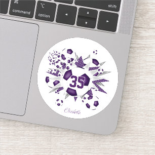 Mädchen benennen Trikotanzahl Fußballstars lila Aufkleber