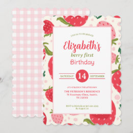 Mädchen Berry Erster Geburtstag Süßes Erdbeermuste Einladung