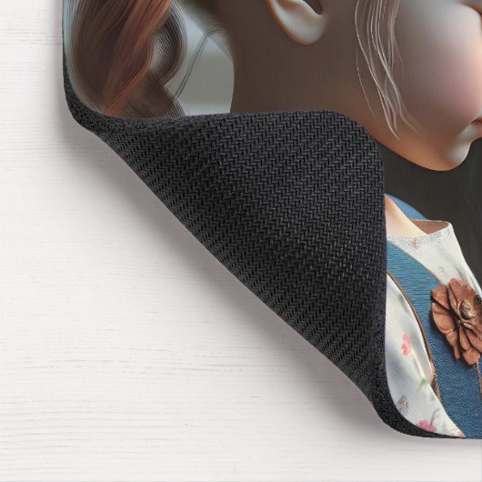 Mädchen beten mit bärtiger Collie Mousepad (Ecke)