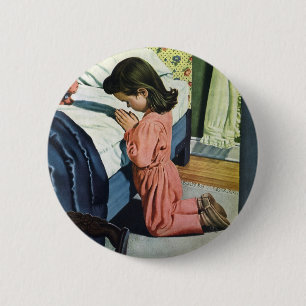 Mädchen beten zu Bedtime, das Fürstengebet Button