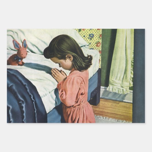 Mädchen beten zu Bedtime, das Fürstengebet Geschenkpapier Set (Vorderseite 3)