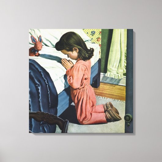 Mädchen beten zu Bedtime, das Fürstengebet Leinwanddruck (Vorderseite)