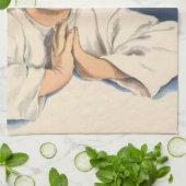 Mädchen beten zu Jesus Christus, Gebete in der Bed Geschirrtuch (Gefaltet)