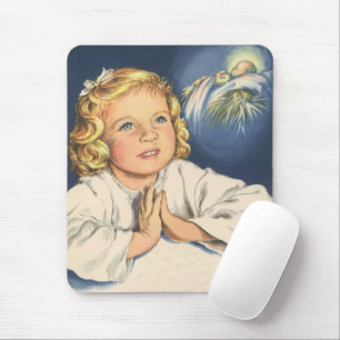 Mädchen beten zu Jesus Christus, Gebete in der Bed Mousepad