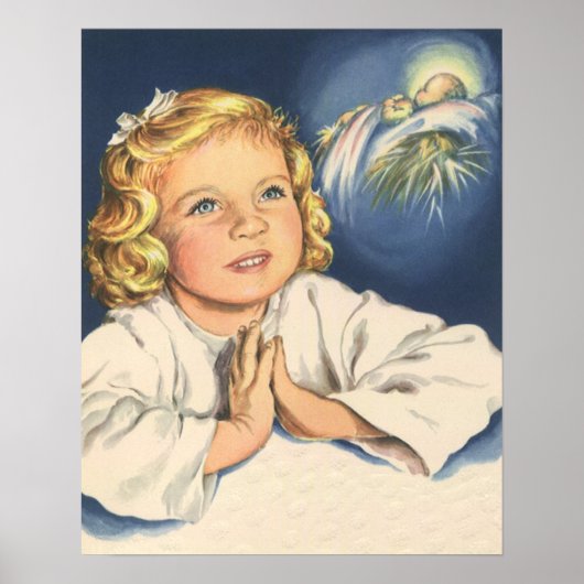Mädchen beten zu Jesus Christus, Gebete in der Bed Poster (Vorne)