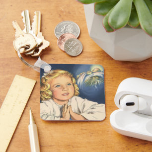 Mädchen beten zu Jesus Christus, Gebete in der Bed Schlüsselanhänger