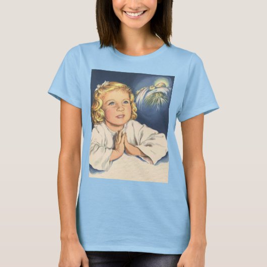 Mädchen beten zu Jesus Christus, Gebete in der Bed T-Shirt (Vorderseite)