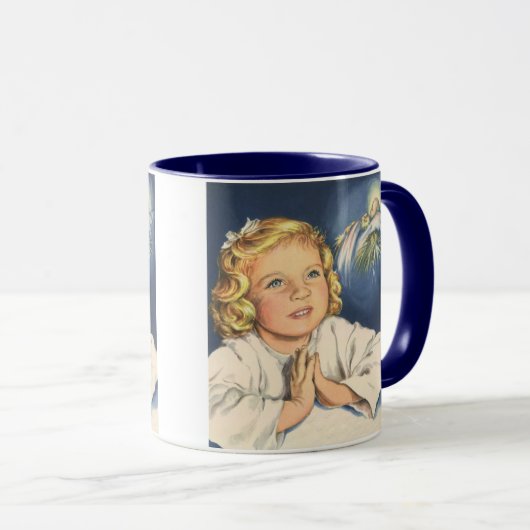 Mädchen beten zu Jesus Christus, Gebete in der Bed Tasse (VorderseiteRechts)