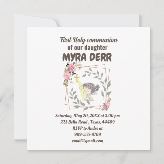 Mädchen beten zu jesus über erste Kommunion (Vorderseite)