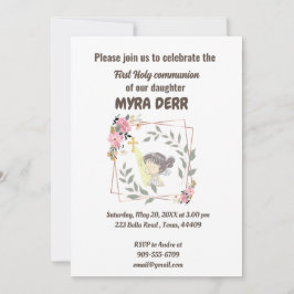 Mädchen beten zu jesus über erste Kommunion Einladung