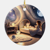 Mädchen betet im Mondlicht und durch Sternenlicht Keramik Ornament (Hinten)