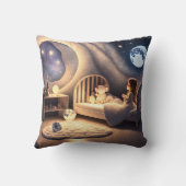 Mädchen betet im Mondschein und durch Sternenlicht Kissen (Rückseite)