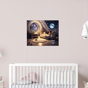 Mädchen betet im Mondschein und durch Sternenlicht Poster