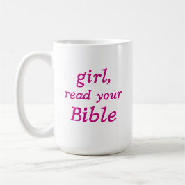 Mädchen Bibel Lesen Rosa Süße Glaubenstypografie Kaffeetasse