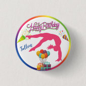 Mädchen Birthday Gymnastics Handspring Rainbow Tri Button (Vorderseite)