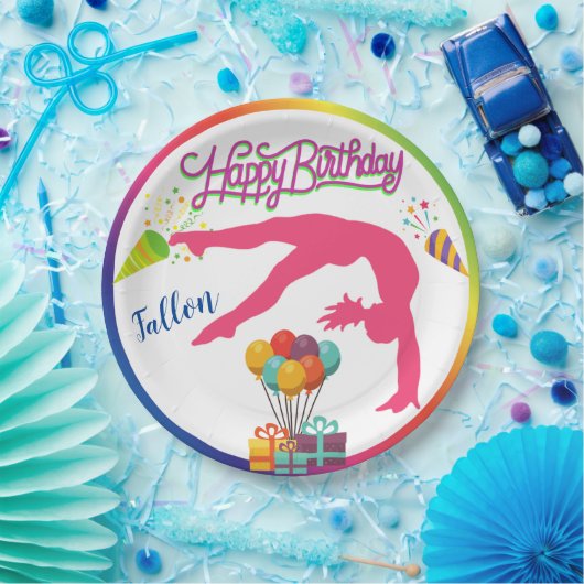 Mädchen Birthday Gymnastics Handspring Rainbow Tri Pappteller (Party)