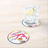 Mädchen Birthday Gymnastics Handspring Rainbow Tri Runder Pappuntersetzer (Vor Ort)