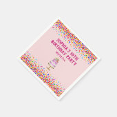 Mädchen Birthday Pink Unicorn Cake Rainbow Confett Serviette (Ecke)