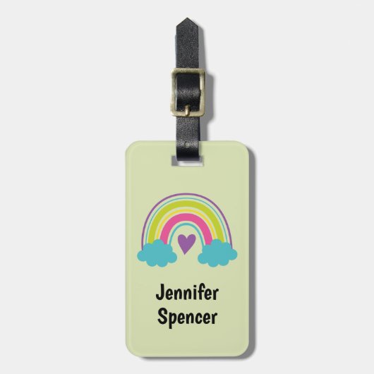Mädchen Blassgrüner Regenbogen Gepäckanhänger (Vorderseite vertikal)