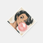 Mädchen bläst rosa Kaugummiblase, lustig, süß Serviette (Ecke)