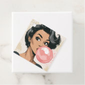 Mädchen bläst rosa Kaugummiblase Spaß Süß Geschenkanhänger (Beispiel)