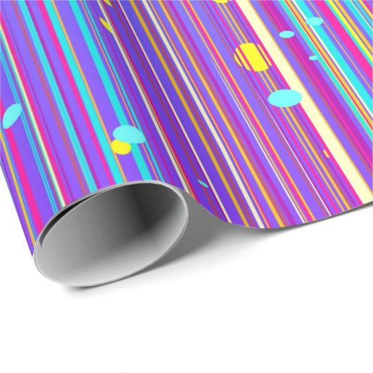 Mädchen blau, Lila, Streifen, Glitzern Geschenkpapier (Rolleneckpunkt)