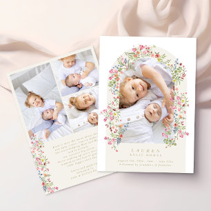 Mädchen Blumenbogen 4 Foto individuelle Text Baby Ankündigung
