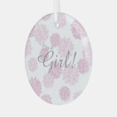 Mädchen Blumendusche Botanische Windel Ornament Aus Glas (Vorderseite links)