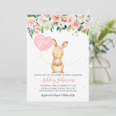 Mädchen-Blumenhäschen-Babypartyeinladung Einladung (Stehend Vorderseite)