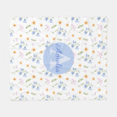 Mädchen Blumenmuster Monogramm Name Kinderdecke Fleecedecke (Vorderseite (Horizontal))