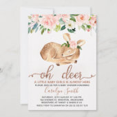 Mädchen Blush Floral Oh Hirschdusche Einladung (Vorderseite)