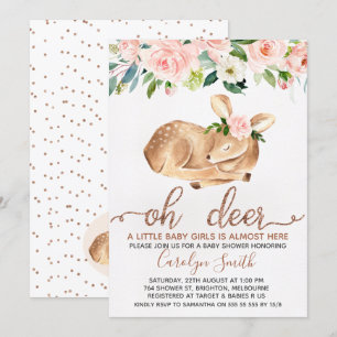 Mädchen Blush Floral Oh Hirschdusche Einladung