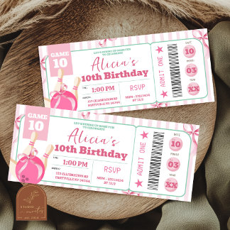 Mädchen-Bogen-Bowling-Geburtstags-Ticket-Einladung