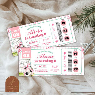 Mädchen Bogen Fußball Geburtstag Ticket Einladung