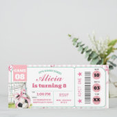 Mädchen Bogen Fußball Geburtstagsticket Einladung (Stehend Vorderseite)