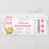 Mädchen-Bogen-Softball-Geburtstags-Ticket-Einladun (Vorderseite)