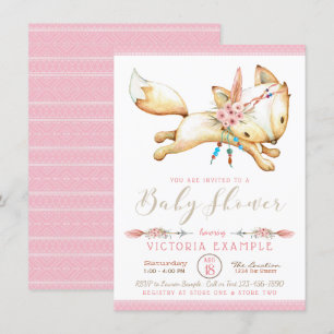 Mädchen Boho Fuchs Baby Shower Einladungen