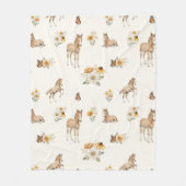 Mädchen Boho Wildblumen Pferd- und Schmetterlingsm Fleecedecke (Vorderseite)
