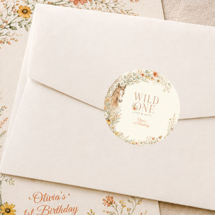 Mädchen Boho Wilde Eins Wildblume Pferd Geburtstag Runder Aufkleber
