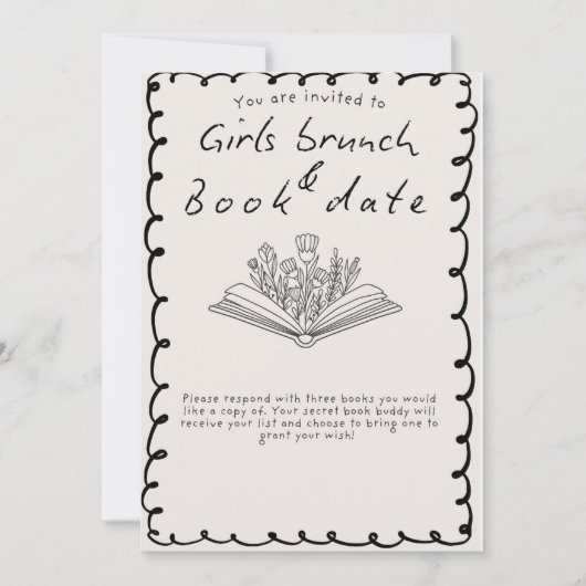 Mädchen Buch Datum einladen Einladung (Vorderseite)