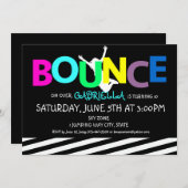 Mädchen-bunte Trampoline-Schlag-Party Einladung (Vorne/Hinten)