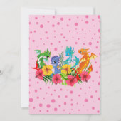 Mädchen-bunter Dinosaurier-tropischer erster Einladung (Rückseite)