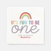 Mädchen Buntes Spaß, um ein Regenbogen 1. Geburtst Serviette (Vorderseite)