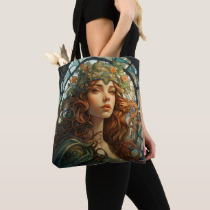 Mädchen Buntglas Art Nouveau Tasche