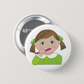 Mädchen-bürstende Zähne Button (Vorne & Hinten)