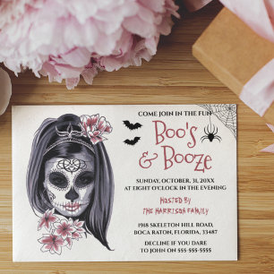 Mädchen-Buu's- und-Alkohol-Halloween-Party-Einladu Einladung