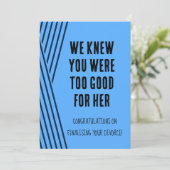 Mädchen, Bye, Blue Scheidungskarte Einladung (Stehend Vorderseite)